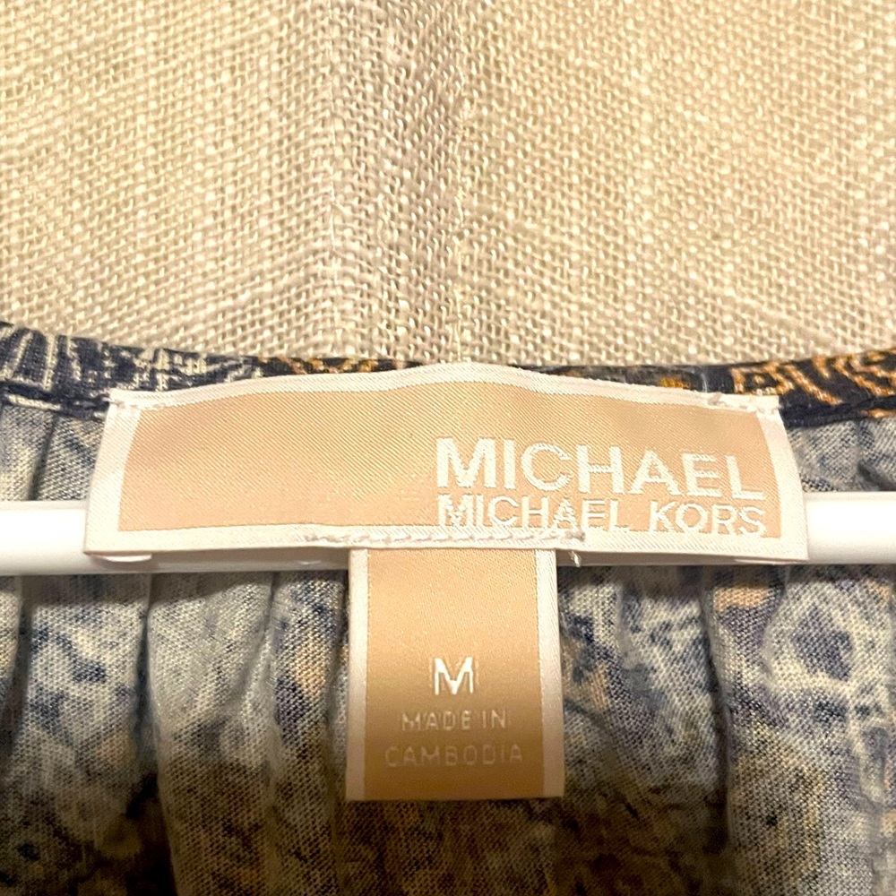 Michael Kors Navy and Orange Patterned Blouse - Picture 4 of 5